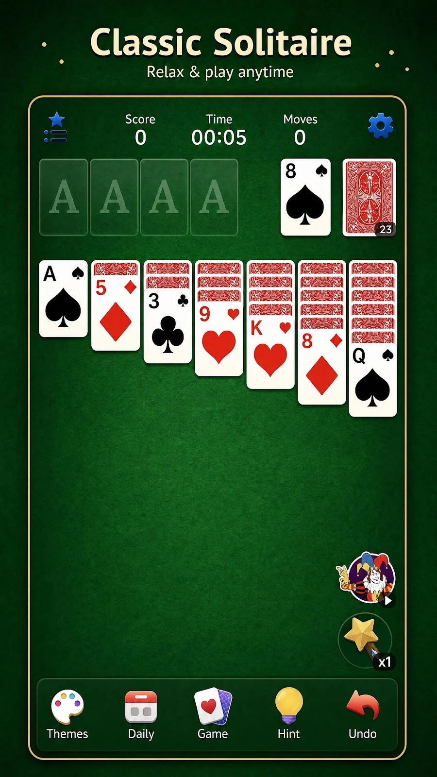 My Solitaire classic game board